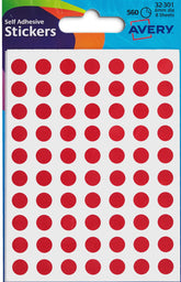 Avery Coloured Label Round 8mm Diameter Red (Pack 10 x 560 Labels) 32-301